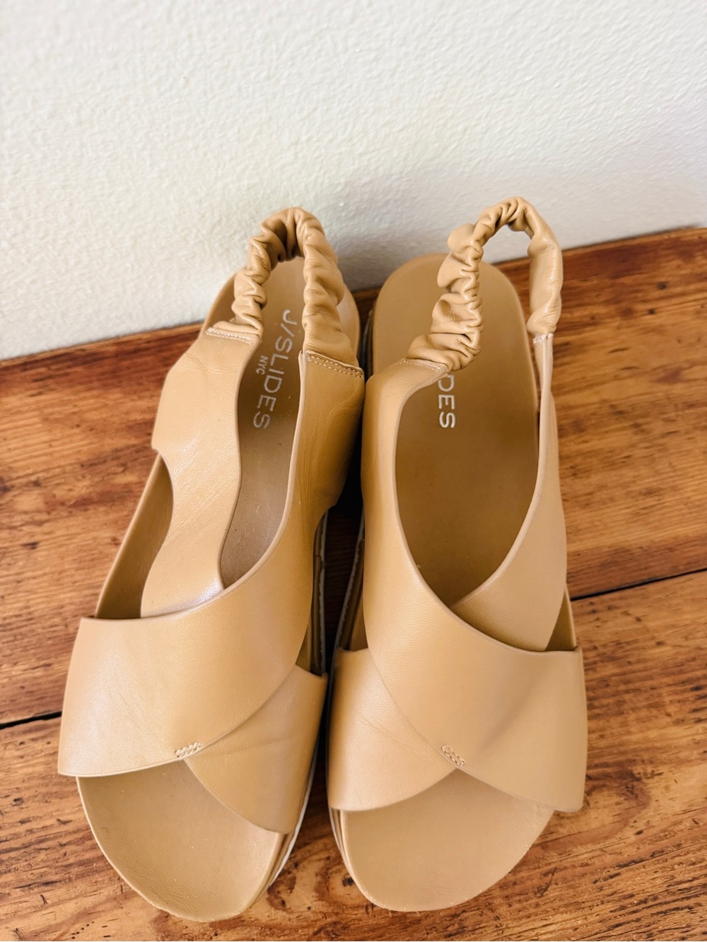 J/SLIDES Resa Cross Strap Sandals - Beige Tan - Picture 2 of 7